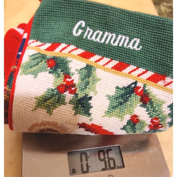 Vtg Needlepoint "Grandma" Toys Teddy "Grandpa" Santa Stockings 100% Wool Canvas - Picture 13 of 13